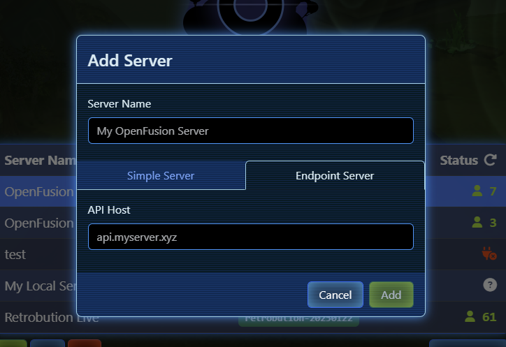 Adding a new endpoint server